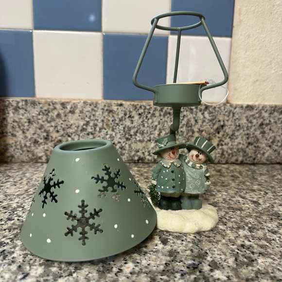 Crazy Mountain Snowman Tea Light Candle Holder - Green - Picture 2 of 15